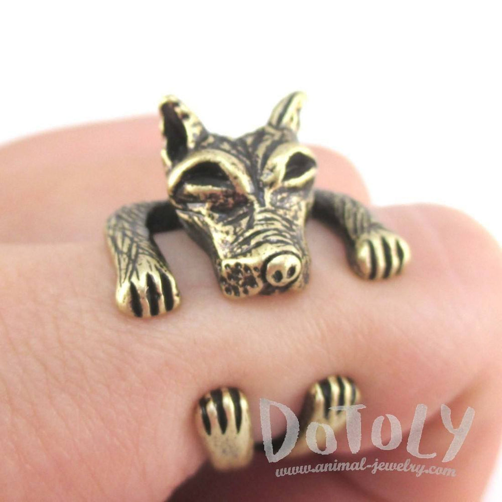 3D Pit bull Dog Shaped Animal Ring in Brass | SALE | Animal Rings