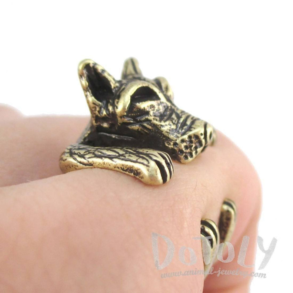 3D Pit bull Dog Shaped Animal Ring in Brass | SALE | Animal Rings