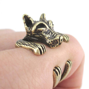 3D Pit bull Dog Shaped Animal Ring in Brass | SALE | Animal Rings