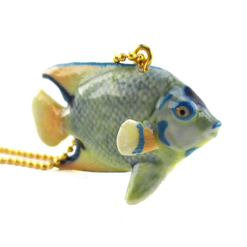 DOTOLY Handmade Porcelain Colorful Tropical Angel Fish Ceramic Necklace