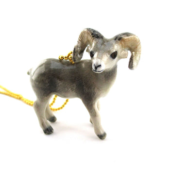 3D Porcelain Bighorn Sheep Ram Shaped Ceramic Pendant Necklace