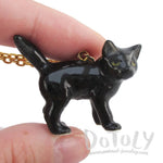 3D Porcelain Black Kitty Cat Animal Inspired Ceramic Pendant Necklace