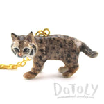 3D Porcelain Bobcat Lynx Cat Shaped Ceramic Pendant Necklace | DOTOLY
