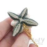 3D Porcelain Bumble Bee on a White Flower Shaped Pendant Necklace