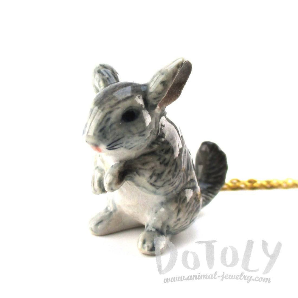 3D Porcelain Chinchilla Shaped Ceramic Pendant Necklace | DOTOLY