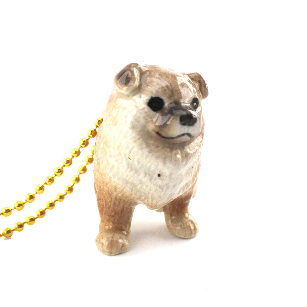 3D Porcelain Chow Chow Pet Dog Themed Ceramic Pendant Necklace