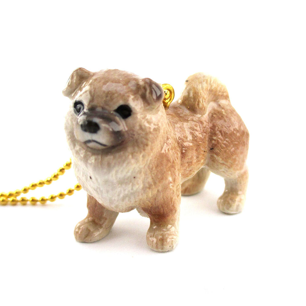 3D Porcelain Chow Chow Puppy Shaped Pet Themed Necklace
