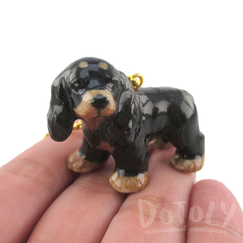 3D Porcelain Cocker Spaniel Pet Dog Themed Ceramic Pendant Necklace