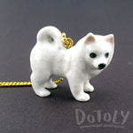 3D Porcelain Eskimo Dog Samoyed Shaped Pet Themed Necklace