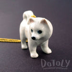 3D Porcelain Eskimo Dog Samoyed Shaped Pet Themed Necklace