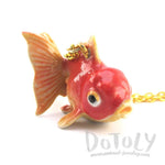3D Porcelain Goldfish Shaped Ceramic Pendant Necklace | Animal Jewelry