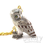 3D Porcelain Great Gray Owl Shaped Ceramic Pendant Necklace | DOTOLY