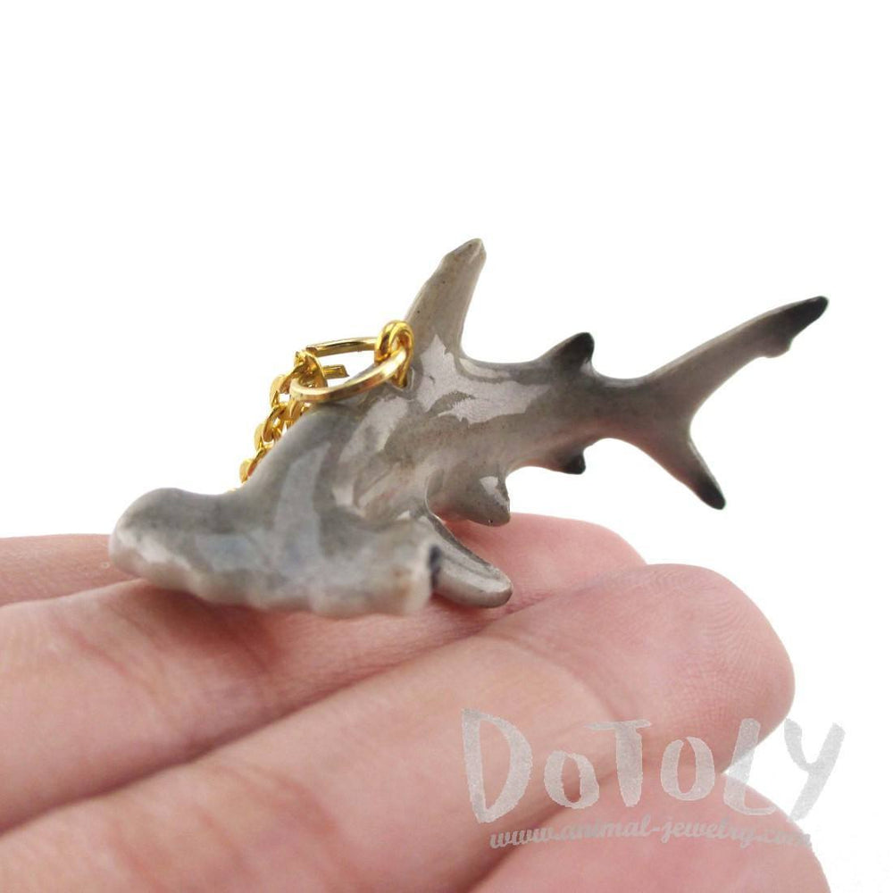 3D Porcelain Hammerhead Shark Shaped Ceramic Pendant Necklace | DOTOLY
