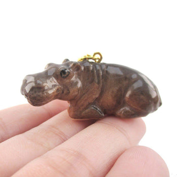 3D Porcelain Hippopotamus Hippo Shaped Ceramic Pendant Necklace