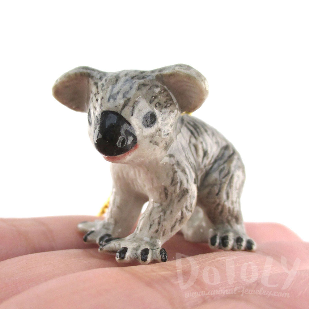 3D Porcelain Koala Bear Cub Shaped Ceramic Pendant Necklace