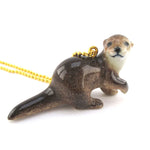 3D Porcelain River Otter Shaped Ceramic Animal Pendant Necklace