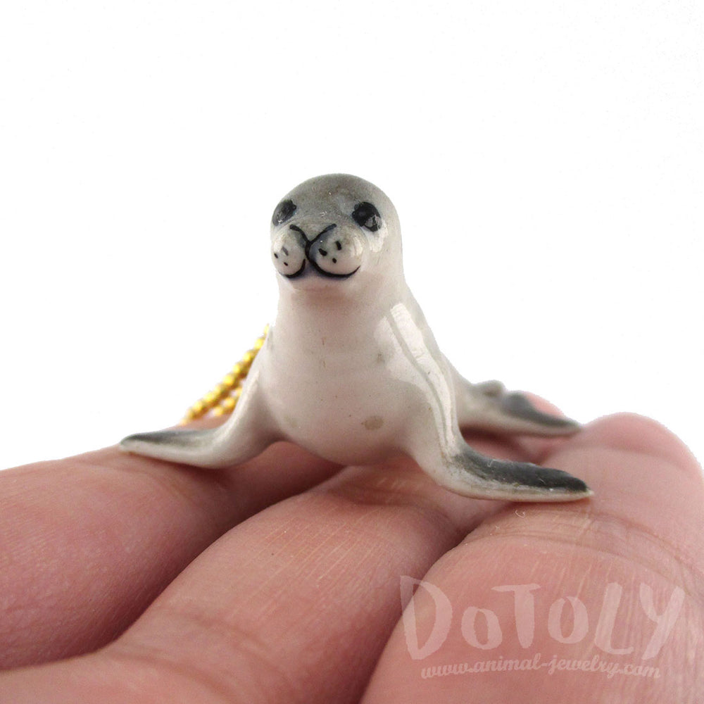 3D Porcelain Monk Seal Shaped Ceramic Pendant Necklace