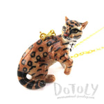 3D Porcelain Ocelot Dwarf Leopard Cat Shaped Ceramic Pendant Necklace