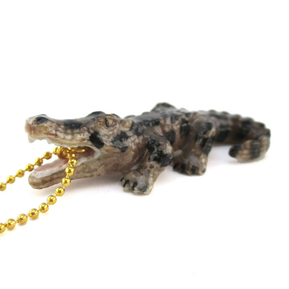 Crocodile Alligator Shaped Porcelain Pendant Necklace by DOTOLY