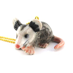3D Porcelain Possum Mouse Shaped Ceramic Pendant Necklace | Animal jewelry