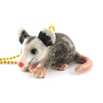 3D Porcelain Opossum Shaped Ceramic Pendant Necklace | Animal jewelry