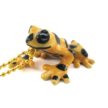 Handmade Yellow Panamanian golden frog shaped Porcelain Pendant