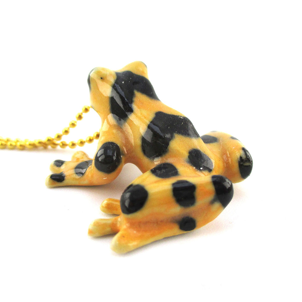 3D Porcelain PANAMANIAN GOLDEN FROG Shaped Ceramic Animal Pendant Necklace