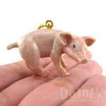 Porcelain Pink Piglet Pig Farm Animal Shaped Ceramic Pendant Necklace