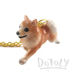 3D Porcelain Pomeranian Puppy Shaped Ceramic Pendant Necklace | DOTOLY