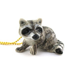 3D Porcelain Raccoon Trash Panda Shaped Ceramic Pendant Necklace
