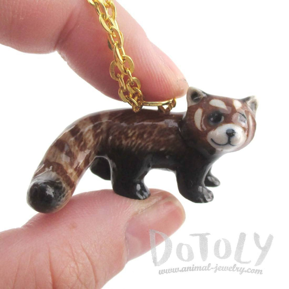 3D Porcelain Red Panda Shaped Ceramic Pendant Necklace | DOTOLY