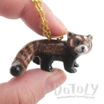 3D Porcelain Red Panda Shaped Ceramic Pendant Necklace | DOTOLY