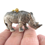 3D Porcelain Rhinoceros Rhino Shaped Ceramic Pendant Necklace