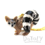 3D Porcelain Ring-tailed Cat Shaped Ceramic Pendant Necklace | DOTOLY
