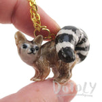 3D Porcelain Ring-tailed Cat Shaped Ceramic Pendant Necklace | DOTOLY