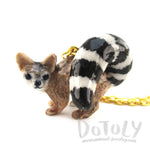 3D Porcelain Ring-tailed Cat Shaped Ceramic Pendant Necklace | DOTOLY