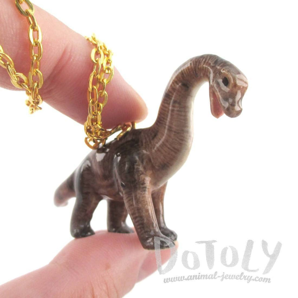 3D Porcelain Sauropoda Brachiosaurus Dinosaur Shaped Pendant Necklace