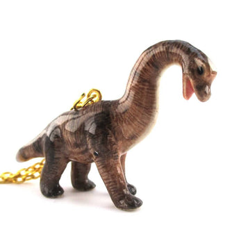 3D Porcelain Sauropoda Brachiosaurus Dinosaur Shaped Pendant Necklace
