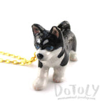 3D Porcelain Siberian Husky Puppy Shaped Ceramic Pendant Necklace