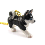 3D Porcelain Siberian Husky Puppy Shaped Ceramic Pendant Necklace