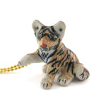 3D Porcelain Siberian Tiger Cub Shaped Ceramic Pendant Necklace