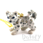 3D Porcelain Snow Leopard Cub Shaped Ceramic Pendant Necklace | DOTOLY