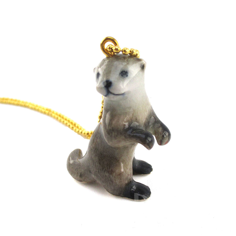 DOTOLY Handmade Porcelain Sea Otter Baby Ceramic Necklace