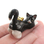 3D Porcelain Tuxedo Kitty Cat Animal Inspired Ceramic Pendant Necklace