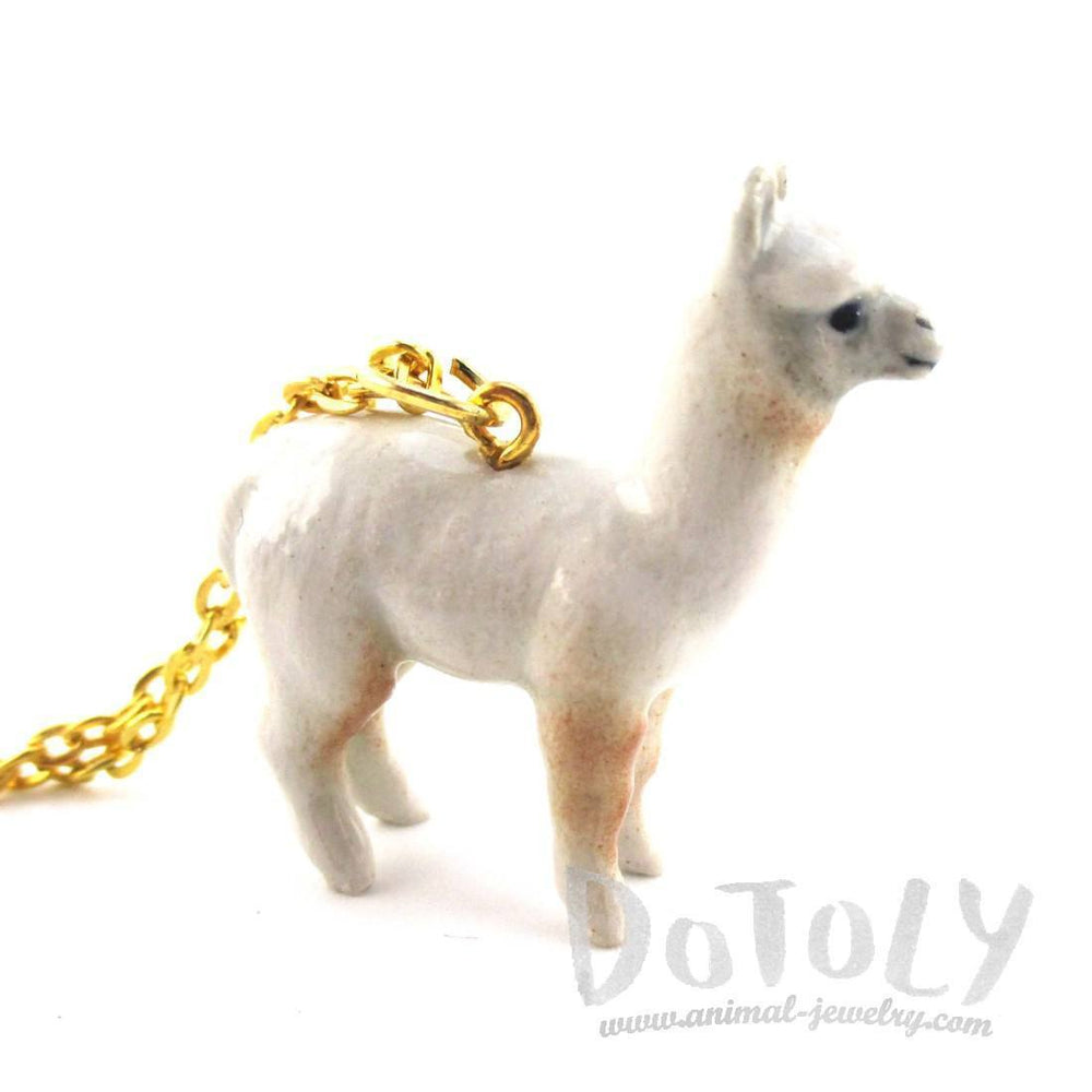 3D Porcelain White Alpaca Llama Shaped Ceramic Pendant Necklace