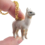 3D Porcelain White Alpaca Llama Shaped Ceramic Pendant Necklace