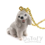 3D Porcelain White Toy Poodle Shaped Ceramic Pendant Necklace | DOTOLY