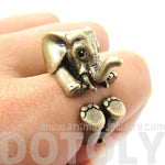 3D Realistic Baby Elephant Animal Wrap Around Ring in Brass | US Sizes 5 to 8.5 | DOTOLY