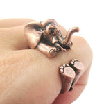 3D Realistic Baby Elephant Animal Wrap Around Ring in Copper | US Sizes 5 to 8.5 | DOTOLY