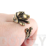 3D Realistic Dachshund Puppy Sausage Dog Shaped Animal Wrap Ring in Brass | US Sizes 5 to 8 | DOTOLY